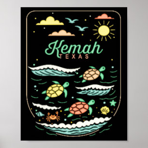 Póster Kemah Tx Lindo Vacaciones de Playa Amante de Tortu