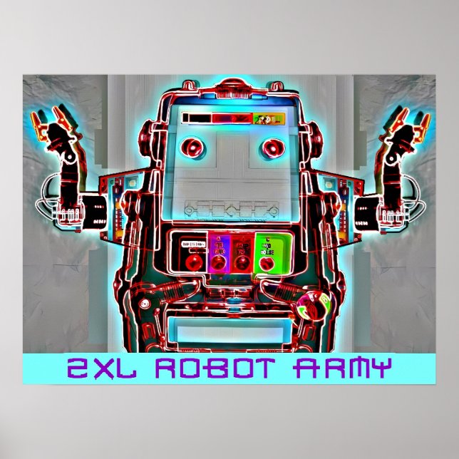 Póster Ken Gage 2-XL Robot Army Retrowave Pop Surrealism (Frente)