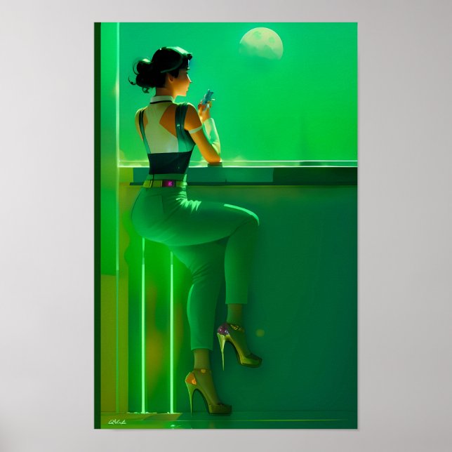 Póster Ken Gage esperando la ciencia ficción futura (Frente)