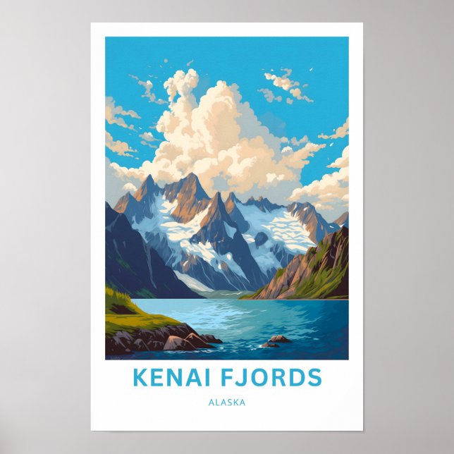 Póster Kenai Fjords Alaska Viaje Imprimir (Frente)