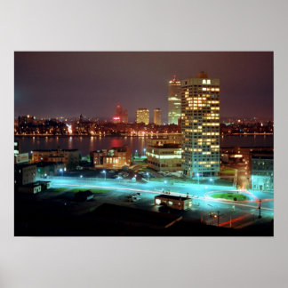 Póster Kendall Square y Boston Skyline, 1967
