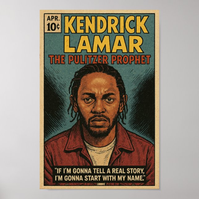 Póster Kendrick Lamar "El profeta Pulitzer" es un viejo c (Frente)