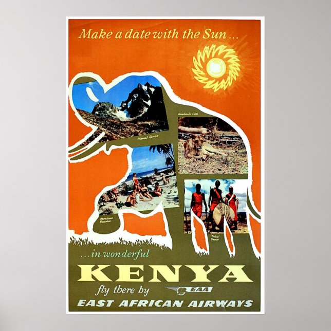 Póster Kenia, África, haz una cita con el sol, viaja (Frente)