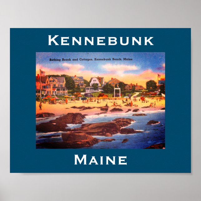 Póster Kennebunk Beach, Maine Vintage Cottages Photo (Frente)