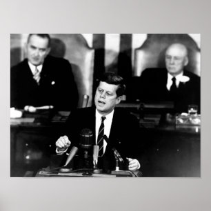 Póster Kennedy Anuncia Misión A La Luna