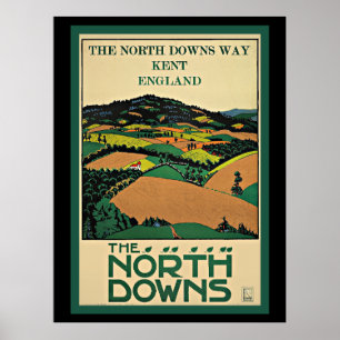 Póster Kent, Inglaterra, North Downs,