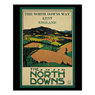 Póster Kent, Inglaterra, North Downs,