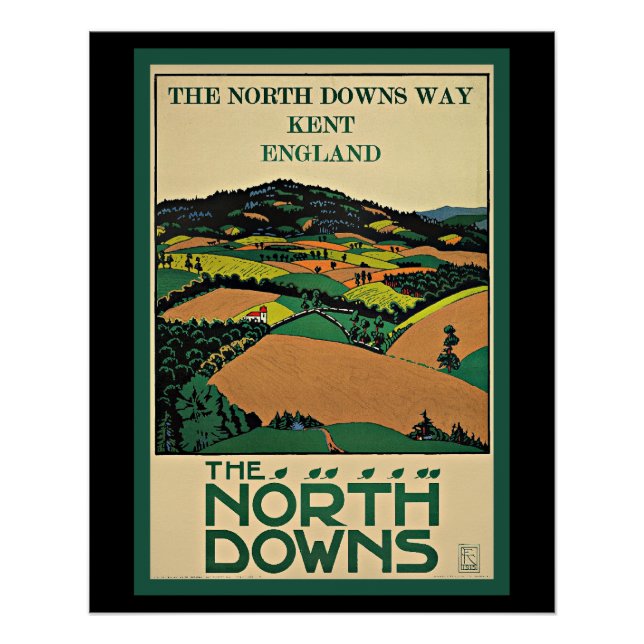 Póster Kent, Inglaterra, North Downs, (Anverso)