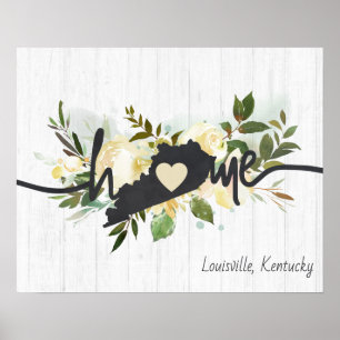 Póster Kentucky Estado Personalizado Tu Ciudad Hogareña R