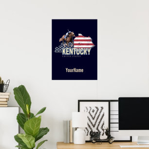 Póster Kentucky United States Retro State Map Vintage USA