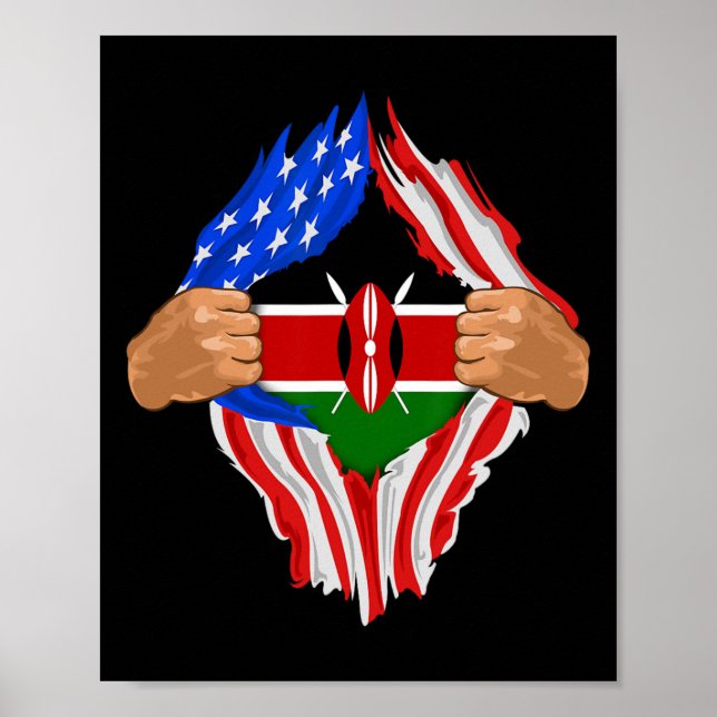 Póster Kenyan Blood Inside Me Kenya Flag Gift  (Frente)