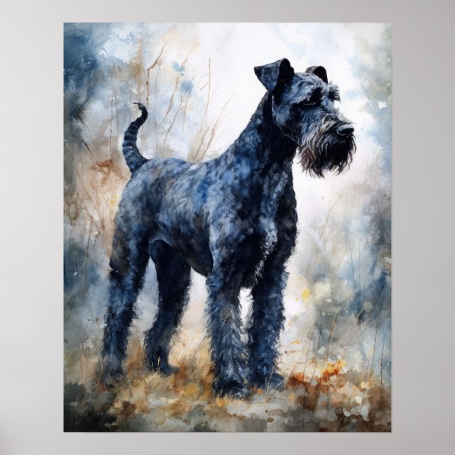 Póster Kerry Blue Terrier Dog Art Print Poster (Frente)