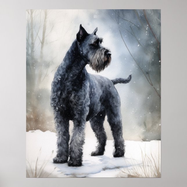 Póster Kerry Blue Terrier Dog Art Print Poster (Frente)