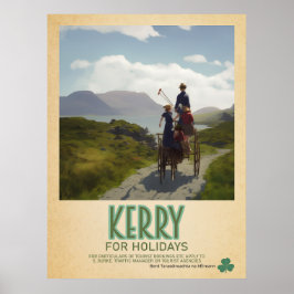 Póster Kerry Ireland, anuncio de viaje retro irlandés