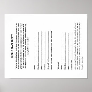 Póster Keshe World Peace Treaty sobre papel de 8,5 x 11 p