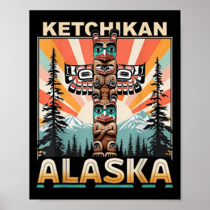 Póster Ketchikan Alaska Tótem indio nativo americano