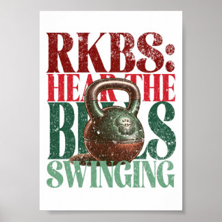 Póster Kettlebell Swings Navidades divertidos versión fit