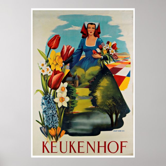 Póster Keukenhof Holland Vintage Poster de viajes (Frente)