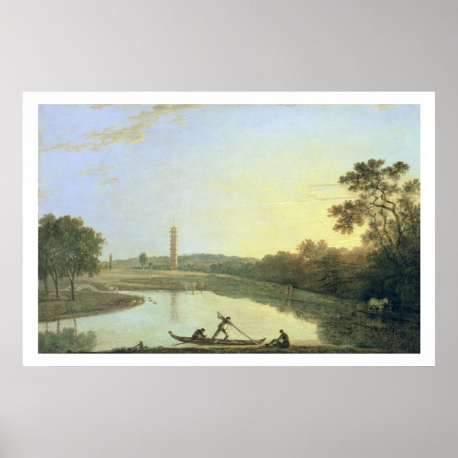 Póster Kew Gardens: The Pagoda and Bridge, 1762 (oil on c (Frente)