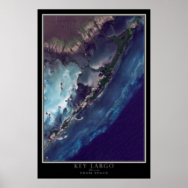 Póster Key Largo Florida desde el mapa del satélite espac (Frente)