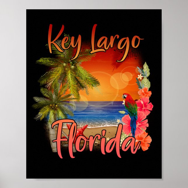 Póster Key Largo Florida Keys Tropical Beach Sunset (Frente)