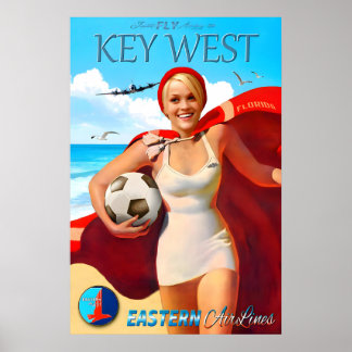 Póster Key West Florida Fly Eastern Air Lines New Travel