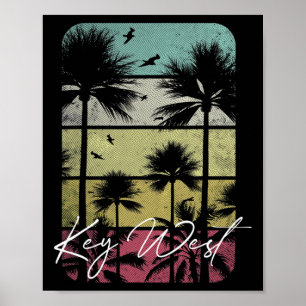 Póster Key West Florida Retro Vintage Playa Surf Surfing