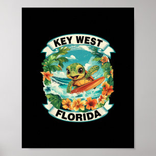 Póster Key West Florida Tortuga Marina Lindo Surf De Vera