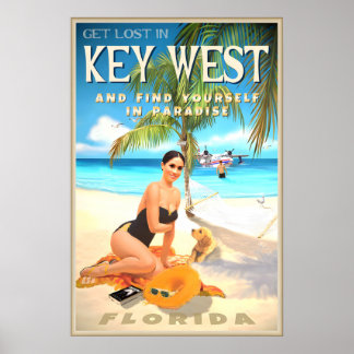 Póster Key West Florida Travel Poster Pin Up Art Print