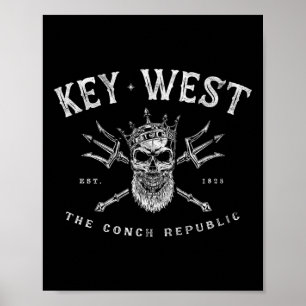 Póster Key West Florida Vintage Poseidón República Conch
