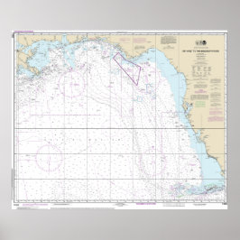 Póster Key West to the Mississippi River Nautical Chart