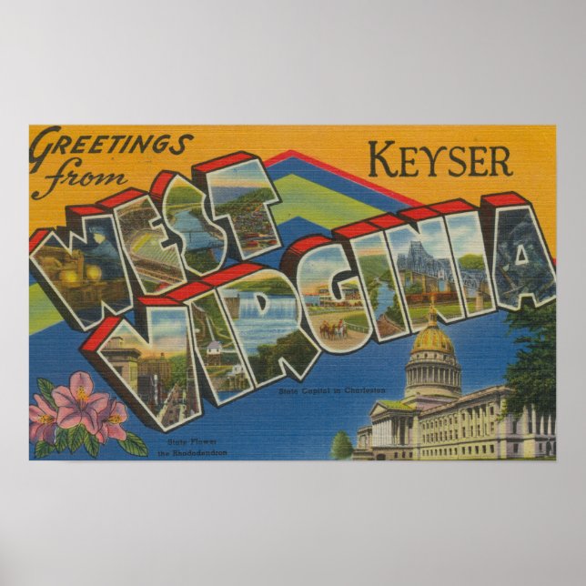 Póster Keyser, Virginia Occidental - Escenas de letras gr (Frente)