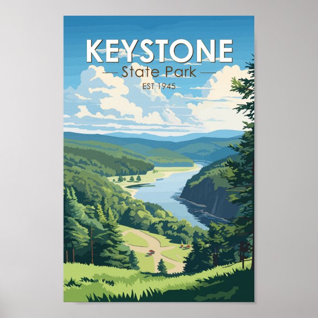 Póster Keystone State Park Pennsylvania Travel Vintage (Frente)