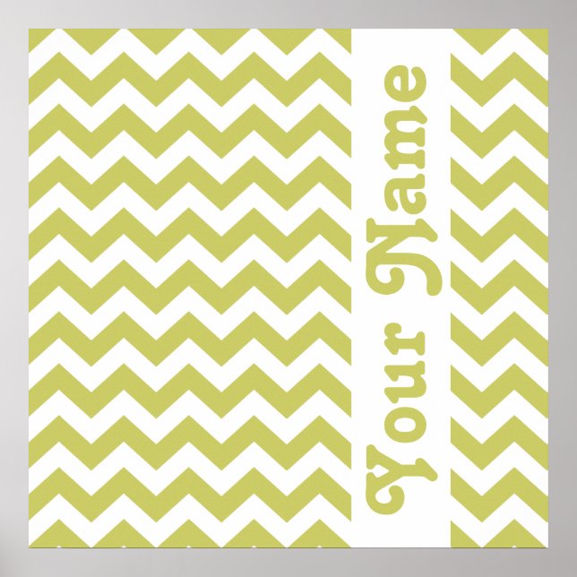 Póster Khaki Safari Chevron con texto personalizado (Frente)