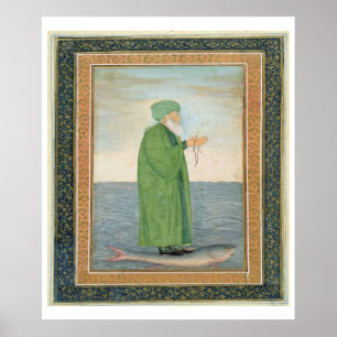 Póster Khawa Khizir Khan riding on a fish, from the Small