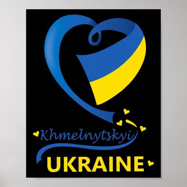 Póster Khmelnytskyi Ucrania Bandera Nacional Emblema de C (Frente)