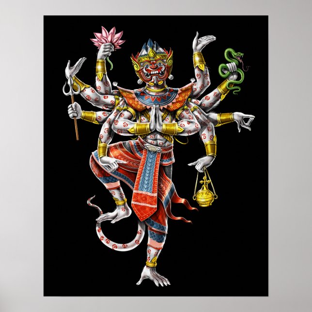 Póster Khmer Hanuman de Camboya (Frente)