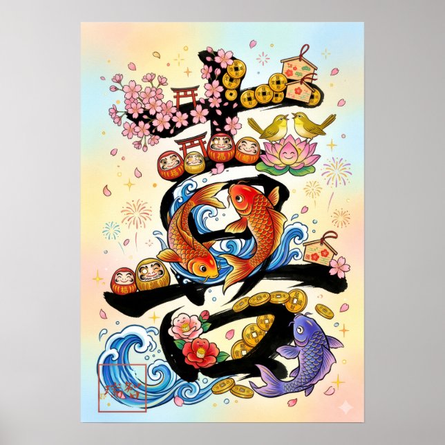 Póster Ki: Elegant Calligraphy "Joy" Art260020210 (Frente)