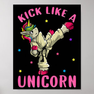 Póster Kick Like A Unicorn Motivational Femenino Karate M