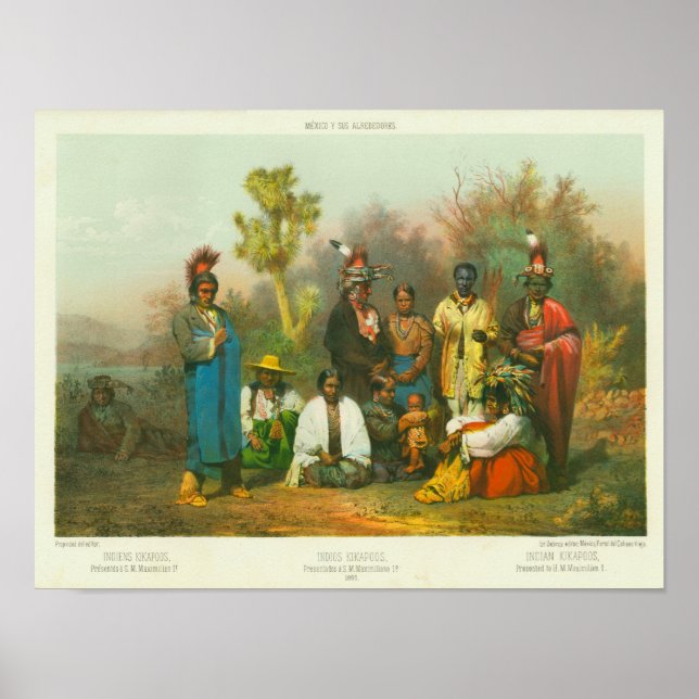 Póster Kickapoo Indian Group, Casimiro Castro, 1864 (Frente)