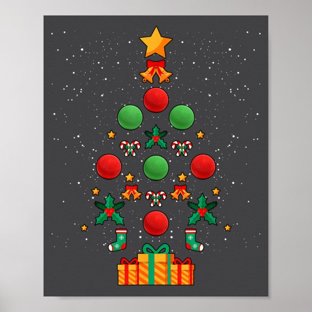 Póster Kickball Team Christmas Tree Xmas  (Frente)