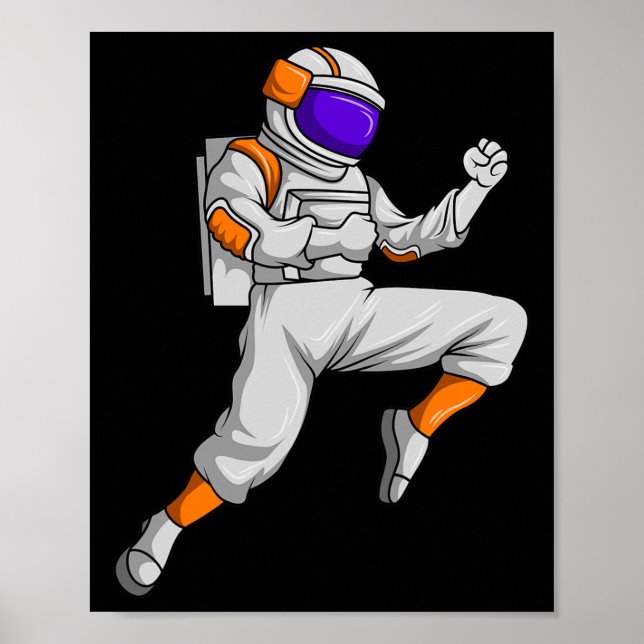 Póster Kickboxing Astronauta Kickboxer Espacio Exterior K (Frente)