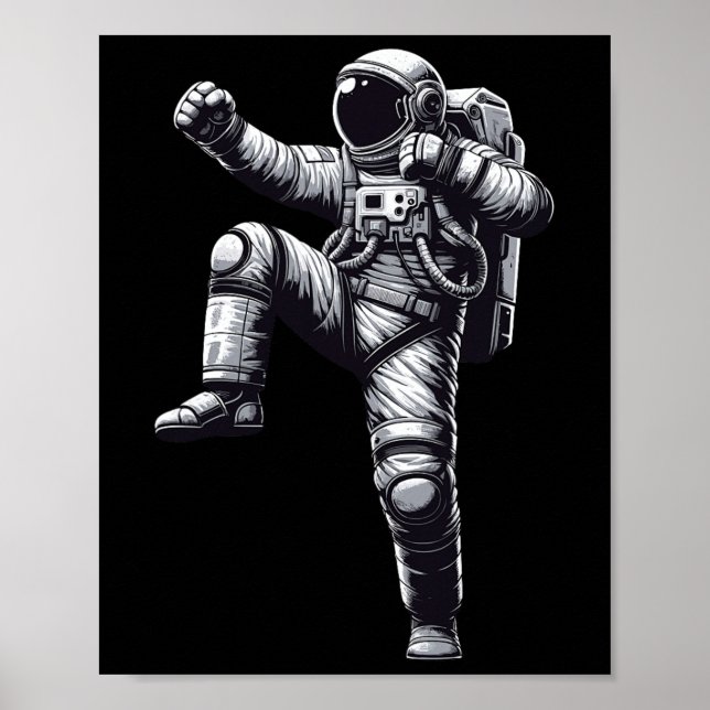Póster Kickboxing astronauta tailandés muay (Frente)