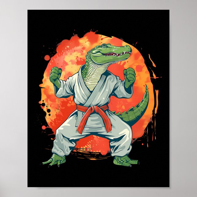 Póster Kickboxing Cocodrilo Taekwondo Karate Mma Divertid (Frente)
