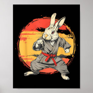 Póster Kickboxing Conejo Karate Taekwondo Jiu-Jitsu MMA