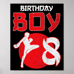 Póster Kickboxing Cumpleaños 8 Años Mma Artes Marciales B