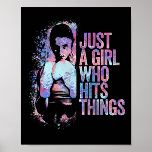 Póster Kickboxing Divertido Solo Una Chica Que Golpea Cos