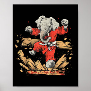 Póster Kickboxing Elefante Taekwondo Karate MMA Divertido
