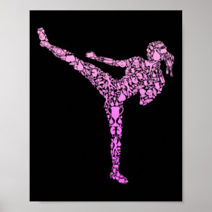 Póster Kickboxing Kickboxer Karate Chicas Niños Mujeres