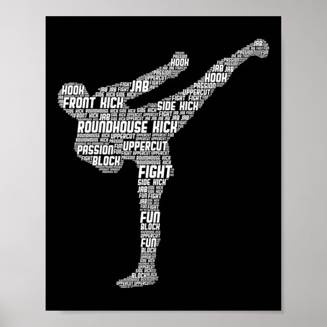 Póster Kickboxing Kickboxer Karate Hombres Niños Muchacho (Frente)